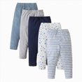 thumbnail image 1 of KPOPLK Toddler Boys 5 Pack Leggings Elastic Waist Stripe Star Print Cotton Base Layer Pants for Infant 9 12 18Months 2T 3T,Size 12-18 Months, 1 of 7