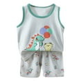thumbnail image 1 of KPOPLK Toddler Boys Baby Children's Cartoon Printed Vest Set Boys' Shorts Summer Cotton Girls' Summer Clothes Two Piece Set clothes for boys 2 years old(6-9 Months,Grey), 1 of 4