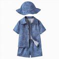 thumbnail image 1 of KPOPLK Toddler Boys Clothes 3 Piece Animal Print Button-down Shirt Outfits with Elastic Waist Shorts + Hat 3T 4T 5T 6T 7T Size 6-7 Years, 1 of 7