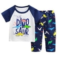 thumbnail image 1 of KPOPLK Toddler Boys Clothes Kids Cotton Clothing Fun Cool Summer Short Sleeve Tee Top Outfit Wear in Night 2 Piece Set Size 18-24 Months,Dark Blue, 1 of 5