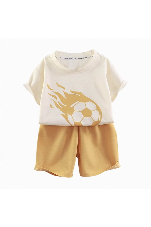 Toddler Boys Clothes Summer 2PCS Outfits Letter Print Short Sleeve Shirt Top Shorts Set 1t 2t 3t 4t 5t 6t Size 7-8 Years,Yellow