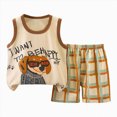 thumbnail image 1 of KPOPLK Toddler Boys Clothes for Baby Boy Summer Outfits Sleeveless Tank Top and Shorts Set(3-4 Years,Brown), 1 of 5