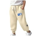 thumbnail image 1 of KPOPLK Toddler Boys Cotton Pants Lightweight Trousers, Kids Summer Casual Solid Sweatpants with Drawstring(1-2 Years,F1-Beige), 1 of 9