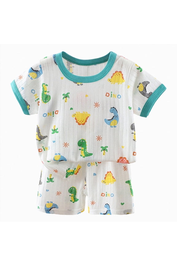 Toddler Boys Cotton Short Sleeve Top and Shorts Pajama Set 2-Piece Baby Boy Summer Clothes Size 18-24 Months
