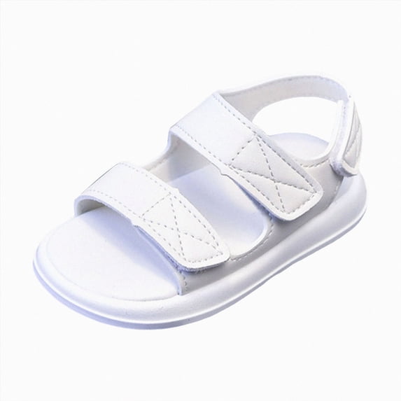 KPOPLK Toddler Boys Double Buckle Sandals Children's Adjustable Back Strap Water Sandal Size 7,White