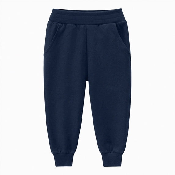 KPOPLK Toddler Boys French Terry Jogger Pants Wide Elastic Waist Cuffed Casual Sweatpants Kids Fall Clothes,Size 5-6 Years