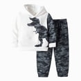 thumbnail image 1 of KPOPLK Toddler Boys Hoodie Sweatpants Set Dinosaur Print Long Sleeve Hooded Top Jogger Pants 2‑Piece Outfit for Little Boys(1-2 Years,Black), 1 of 9