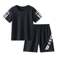 thumbnail image 1 of KPOPLK Toddler Boys Outfit Sets Summer Sports Quick Dry Basketball Tracksuit Short Sleeve T Shirts Jogger Shorts 2 Piece Outfits Clothes Set Size 9-10 Years,Black, 1 of 3