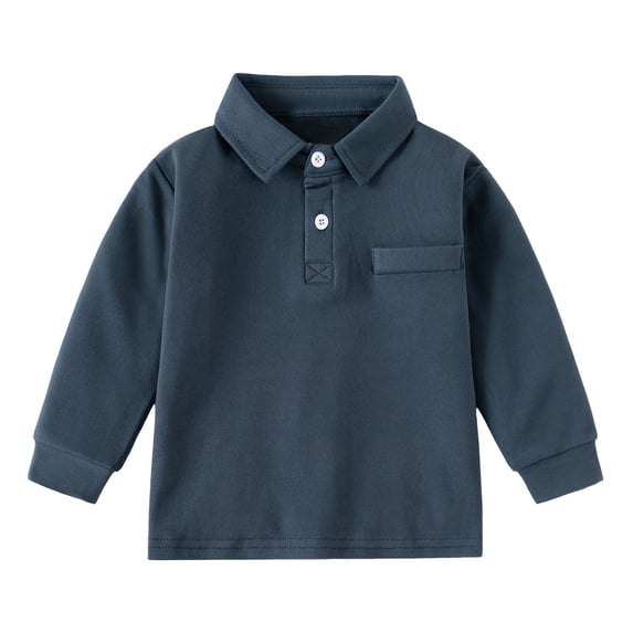 KPOPLK Toddler Boys Pique Polo Shirts Kids Long Sleeve Casual Layer Collared Tee Kids Solid School Uniform Golf Top 9 12 18 Months 2T 3T 4T Size 18-24 Months