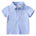 thumbnail image 1 of KPOPLK Toddler Boys School Uniform Short Sleeve Polo Shirts 1-6 Years Summer Pique Collared Button Closure Top Shirt for Boy Size 4-5 Years, 1 of 8