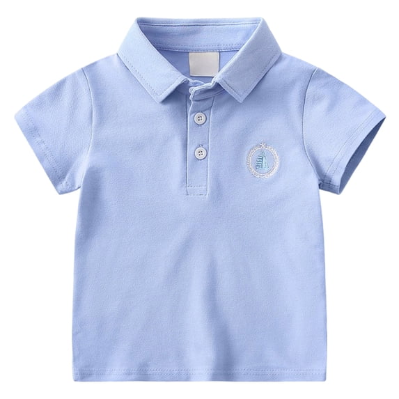 KPOPLK Toddler Boys School Uniform Short Sleeve Polo Shirts 1-6 Years Summer Pique Collared Button Closure Top Shirt for Boy Size 4-5 Years