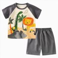 thumbnail image 1 of KPOPLK Toddler Boys Spring Summer Clothes 2 Piece Outfits Short Sleeve Crewneck T-Shirt Pattern Print with Shorts Set 2T 3T 4T 5T(18-24 Months,Grey), 1 of 6