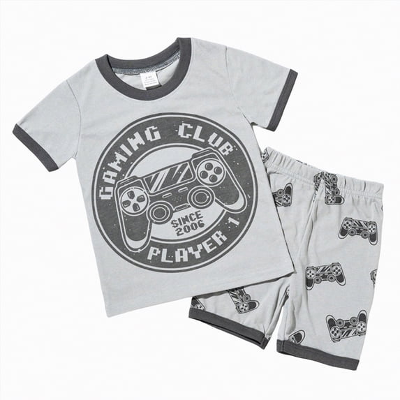 KPOPLK Toddler Boys Summer Clothing 2 Piece Set Short Sleeve Graphic Tee T-Shirt and Elastic Waist Shorts Casual Outfits 1T 2T 3T 4T Size 2-3 Years,Grey