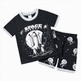 thumbnail image 1 of KPOPLK Toddler Boys Summer Clothing 2 Piece Set Short Sleeve Graphic Tee T-Shirt and Elastic Waist Shorts Casual Outfits 1T 2T 3T 4T Size 3-4 Years,Black, 1 of 6
