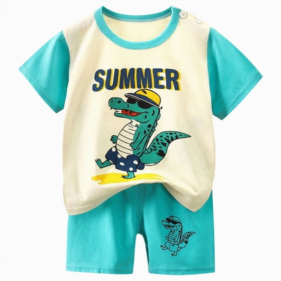 KPOPLK Toddler Boys Summer Outfits Sleeveless Solid Color T-Shirt Shorts Set Boy 2 Piece Clothes(2-3 Years,Sky Blue)