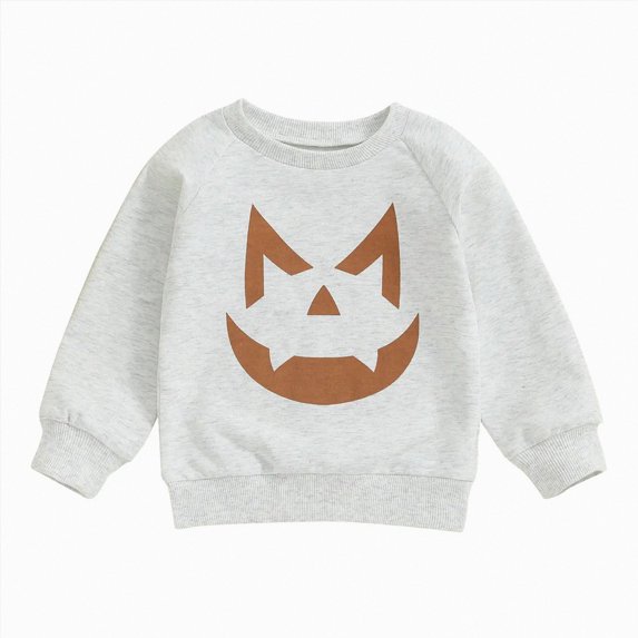 KPOPLK Toddler Boys Sweatshirts Long Sleeve Pumpkin Print Shirt Halloween Pullover Top Tee Kids,Size 2-3 Years