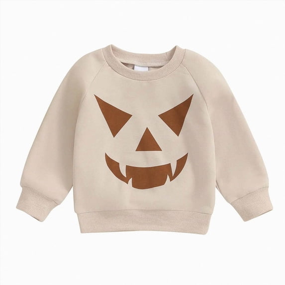 KPOPLK Toddler Boys Sweatshirts Long Sleeve Pumpkin Print Shirt Halloween Pullover Top Tee Kids,Size 3-4 Years