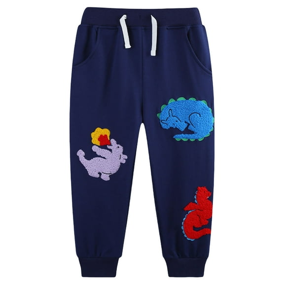 KPOPLK Childrens Trousers for Boys with Lace Up Ankle Baby Sports Pants(3-4 Years,A130-Navy)