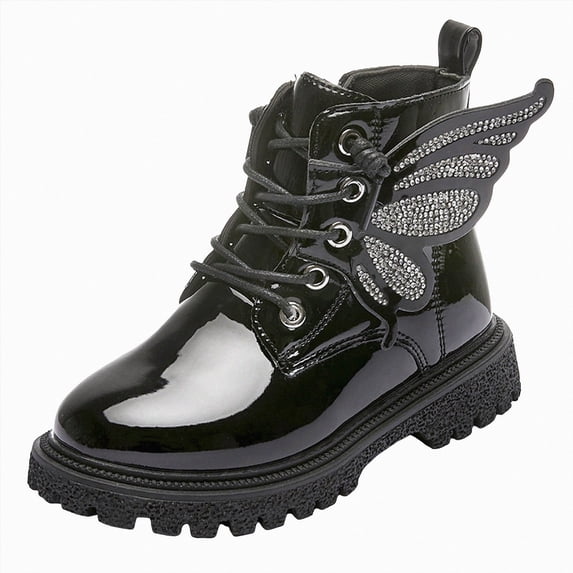 KPOPLK Toddler Girl Ankle Boots Low Heel Side Zipper Booties Fall Winter Little Girls Boots(10,Black)