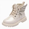 thumbnail image 1 of KPOPLK Toddler Girl Ankle Boots Low Heel Side Zipper Booties Fall Winter Little Girls Boots(13,Beige), 1 of 4