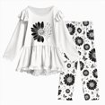 thumbnail image 1 of KPOPLK Toddler Girl Clothes 2-12Years Fall Outfits Girls 2Pcs Long Sleeve Ruffle Shirt and Loose Fit Pant Outwear,Size 11-12 Years, 1 of 6
