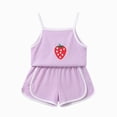 thumbnail image 1 of KPOPLK Toddler Girl Clothes 2Pcs Baby Girl Summer Outfits Ruffle Sleeveless Shirts Floral Tops + Shorts Clothing Set 1-5T(4-5 Years,Purple), 1 of 8