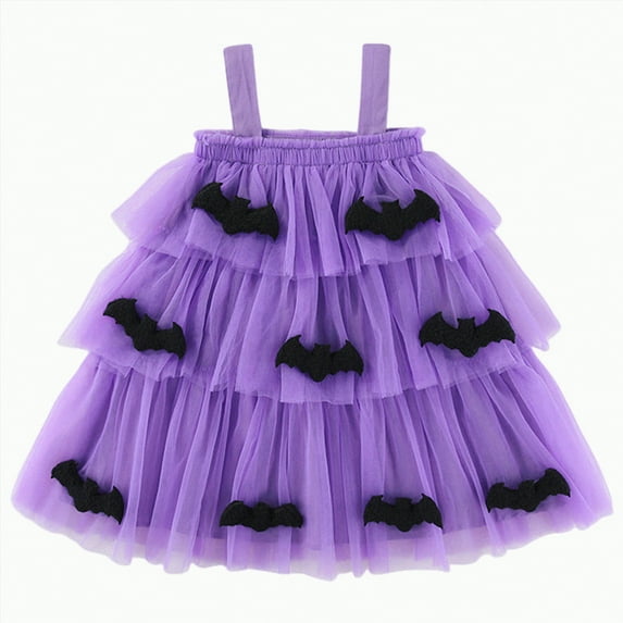 KPOPLK Toddler Girl Dress Pumpkin Embroidery Twirl Dresses Purple Tutu Holiday Birthday Photo(3-4 Years,A78-Purple)