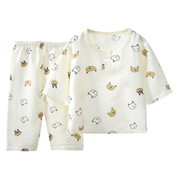 KPOPLK Toddler Girl Pajamas Organic Cotton Girls Pajamas for Kids 2 Piece Snug Fit Long Sleeves Pjs Outfit Set(5-6 Years,Khaki)