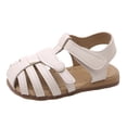 thumbnail image 1 of KPOPLK Toddler Girl Sandals Wide Toe Box Mary Jane Dress Shoes for Party School Uniform Summer Flower Girls Shoes Size 5,Beige, 1 of 6