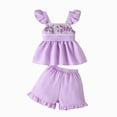 thumbnail image 1 of KPOPLK Toddler Girl Summer Clothes 2 Piece Tank Top and Short Set 6 9 12 18 24 Months Girls Outfits with Pockets(3-4 Years,Purple), 1 of 8