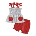 thumbnail image 1 of KPOPLK Toddler Girl Summer Outfit Ice Embroidered Sleeveless Smocked Tops Ruffled Gingham Shorts(Red_2,6-7 Years), 1 of 7