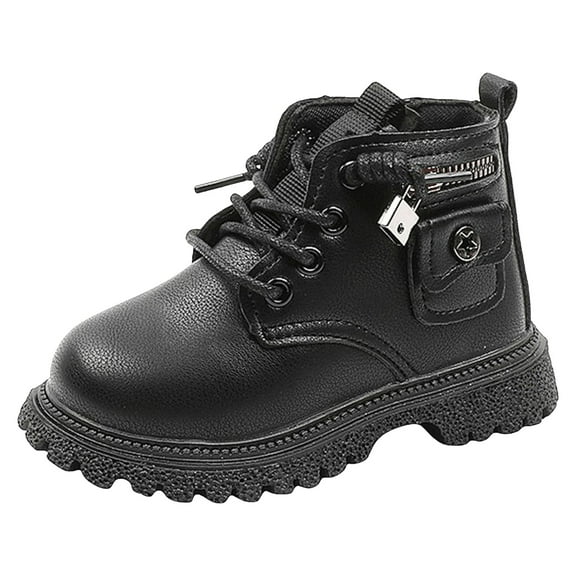 KPOPLK Toddler Girl's Boots Kids Unisex Lace up Hiking Work Boots Girl Ankle Boot (11,Black)