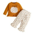 thumbnail image 1 of KPOPLK Toddler Girls Clothes: Ruffle Sleeve T-Shirt and Leggings Summer Shorts Outfit Set(3-6 Months,F3-Orange), 1 of 7