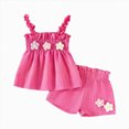 thumbnail image 1 of KPOPLK Toddler Girls Clothes Summer Short Set Outfit Tie Knot Shoulder Sleeveless Ruffle Tops and Shorts 2PCS Clothing Set(9-12 Months,Hot Pink), 1 of 6
