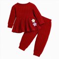 thumbnail image 1 of KPOPLK Toddler Girls Clothing Set Ribbed Knit Long Sleeve Cute Embroidered Ruffle Top and Pant 2 Piece Outfit for 9 12 18 Months 2T 3T,Size 9-12 Months, 1 of 9
