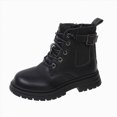 thumbnail image 1 of KPOPLK Toddler Girls Combat Boots Side Zipper Lace Up Boots Girls Non-Slip Sole Casual Boots(10,Black), 1 of 9