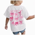 thumbnail image 1 of KPOPLK Toddler Girls Graphic T Shirts Cotton Cute Spring Summer Short Sleeve Tees Soft Breathable Tops 2-12T Size 2-3 Years,White, 1 of 6