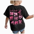 thumbnail image 1 of KPOPLK Toddler Girls Graphic T Shirts Cotton Cute Spring Summer Short Sleeve Tees Soft Breathable Tops 2-12T Size 7-8 Years,Black, 1 of 6