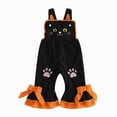 thumbnail image 1 of KPOPLK Toddler Girls Halloween Cat Bib Overalls Jumpsuit Adjustable Straps Casual Long Pants for Fall Holiday,Size 4-5 Years, 1 of 6