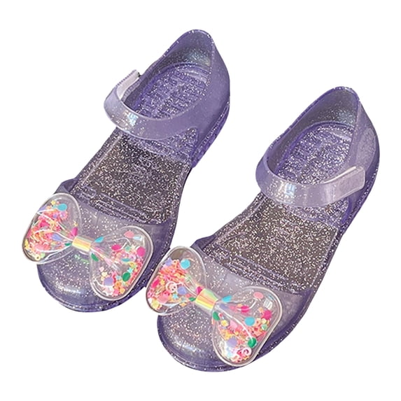KPOPLK Toddler Girls Jelly Sandals Soft Rubber Sole Closed Toe Summer Shoes Mary Jane Dress Princess Flat Size 12.5,Purple