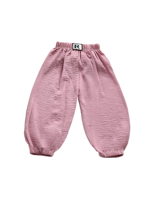 Toddler Girls Long Harem Pants 9 Months- 15 Years Cotton Linen Baby Baggy Trousers Bloomers Pink Size 6-12 Months