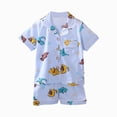 thumbnail image 1 of KPOPLK Toddler Girls Pajamas 1-12Years Kids Girl Pajama Fall Winter Button Down Short Sleeve Kids Clothes Snug Fit Pjs Set 2 Piece Size 11-12 Years,Sky Blue, 1 of 5