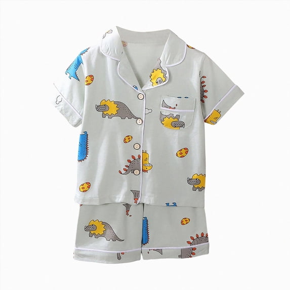 KPOPLK Toddler Girls Pajamas 1-12Years Kids Girl Pajama Fall Winter Button Down Short Sleeve Kids Clothes Snug Fit Pjs Set 2 Piece Size 9-10 Years,Grey