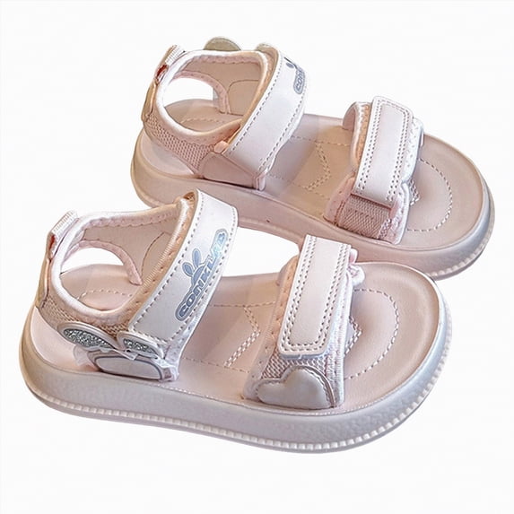 KPOPLK Toddler Girls Sandals Little Girl Summer Flat Sandal Baby Open Toe Outdoor Beach Holiday Dress Shoes(Pink,8)