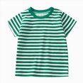 thumbnail image 1 of KPOPLK Toddler Girls Short Sleeve T Shirts Kids Cute Pleated Blouse Summer Casual Tops Tees 5-14 Years Size 6-12 Months,Green, 1 of 7