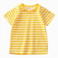 thumbnail image 1 of KPOPLK Toddler Girls Short Sleeve T Shirts Kids Cute Pleated Blouse Summer Casual Tops Tees 5-14 Years Size 6-7 Years,Yellow, 1 of 7