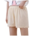 thumbnail image 1 of KPOPLK Toddler Girls Shorts Kids Cotton Pocket Pull On Shorts Elastic Waist Short Pants Summer Casual Solid Breathable Bottoms 1-17 Years Size 3-4 Years,Beige, 1 of 5