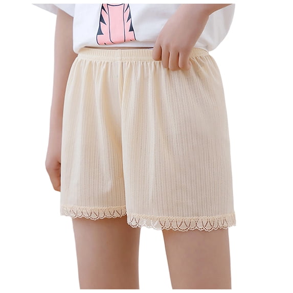 KPOPLK Toddler Girls Shorts Kids Cotton Pocket Pull On Shorts Elastic Waist Short Pants Summer Casual Solid Breathable Bottoms 1-17 Years Size 3-4 Years,Beige