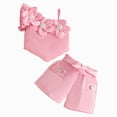 thumbnail image 1 of KPOPLK Toddler Girls Summer Clothes Outfits Set Ruffle Camisole Strap Print Tops and Casual Ruffle Hem Shorts Girls Clothing 2pcs for 12 Months to 5 Years(9-12 Months,Pink), 1 of 9