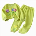thumbnail image 1 of KPOPLK Toddler Girls Sweatshirt and Pants Set 2T 3T 4T 5T 6T 7T Flower Embroided Long Sleeve Top Jogger Pants 2 Piece Outfit,Size 6-7Years, 1 of 9